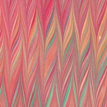 Hand Marbled Paper Twilled Pattern in Reds and Yellows ~ Berretti Marbled Arts